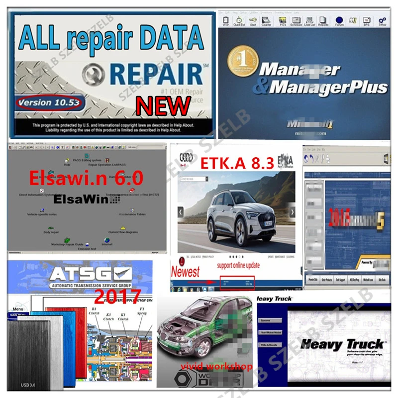 

2026 hot sell, auto all repair data software alldats 10.53 software mitchel. 2015 autodata 3.45 elsawin 6.0 etka 8.3 49 in 1tb