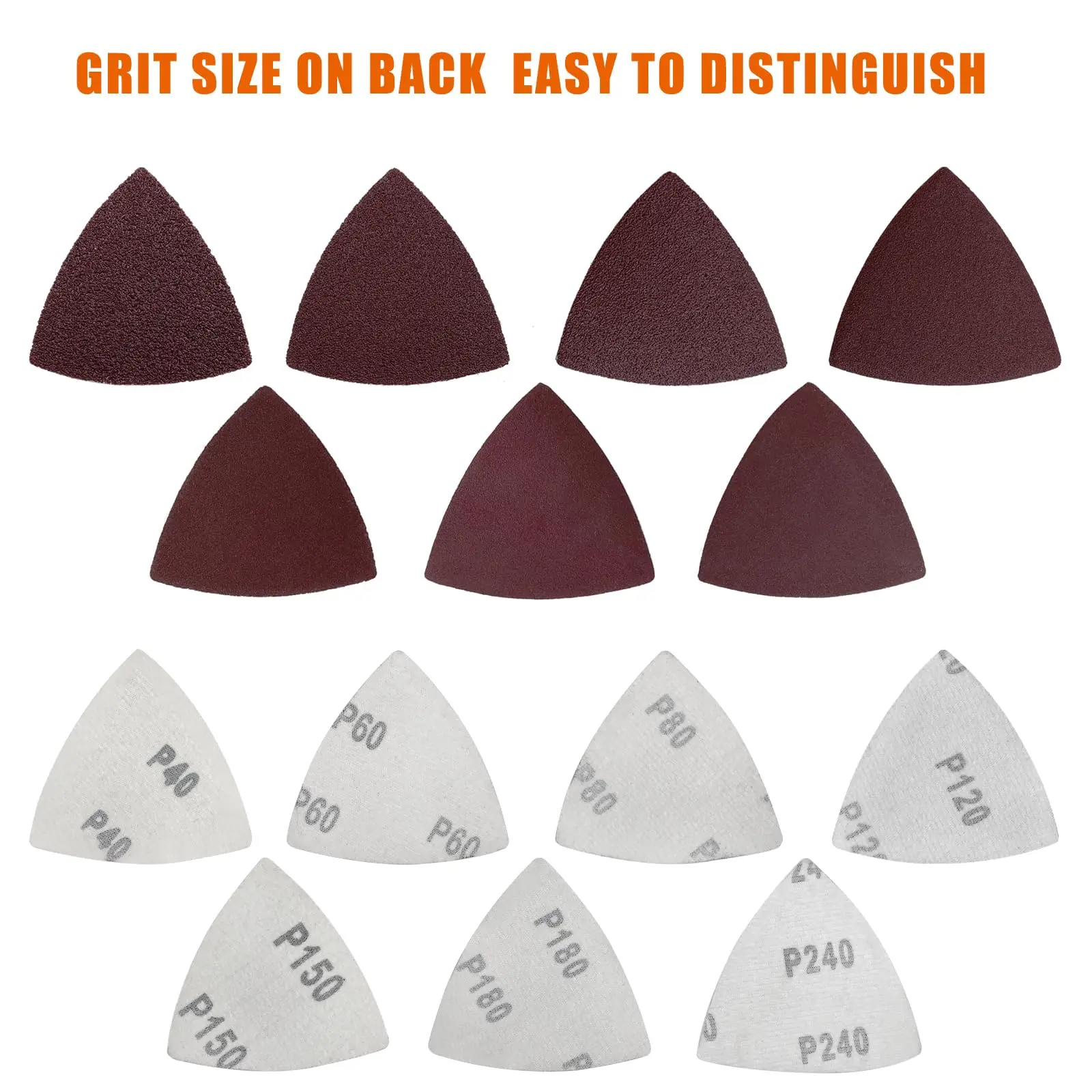 Tamponi abrasivi triangolari da 170 pezzi, carta vetrata triangolare a strappo per fogli abrasivi Multi-utensile oscillanti da 3-1/8 pollici Gr assortiti