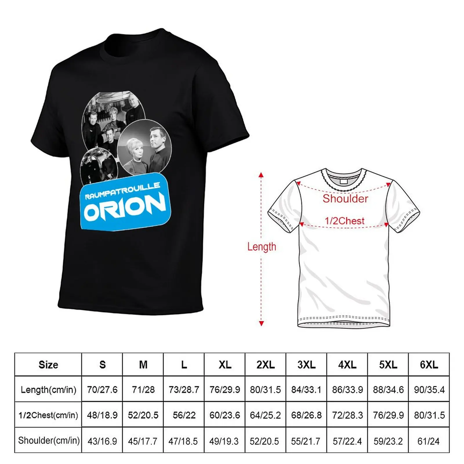 Orion space patrol, black and white series 1960s T-Shirt customs vintage clothes mens t shirts top quality