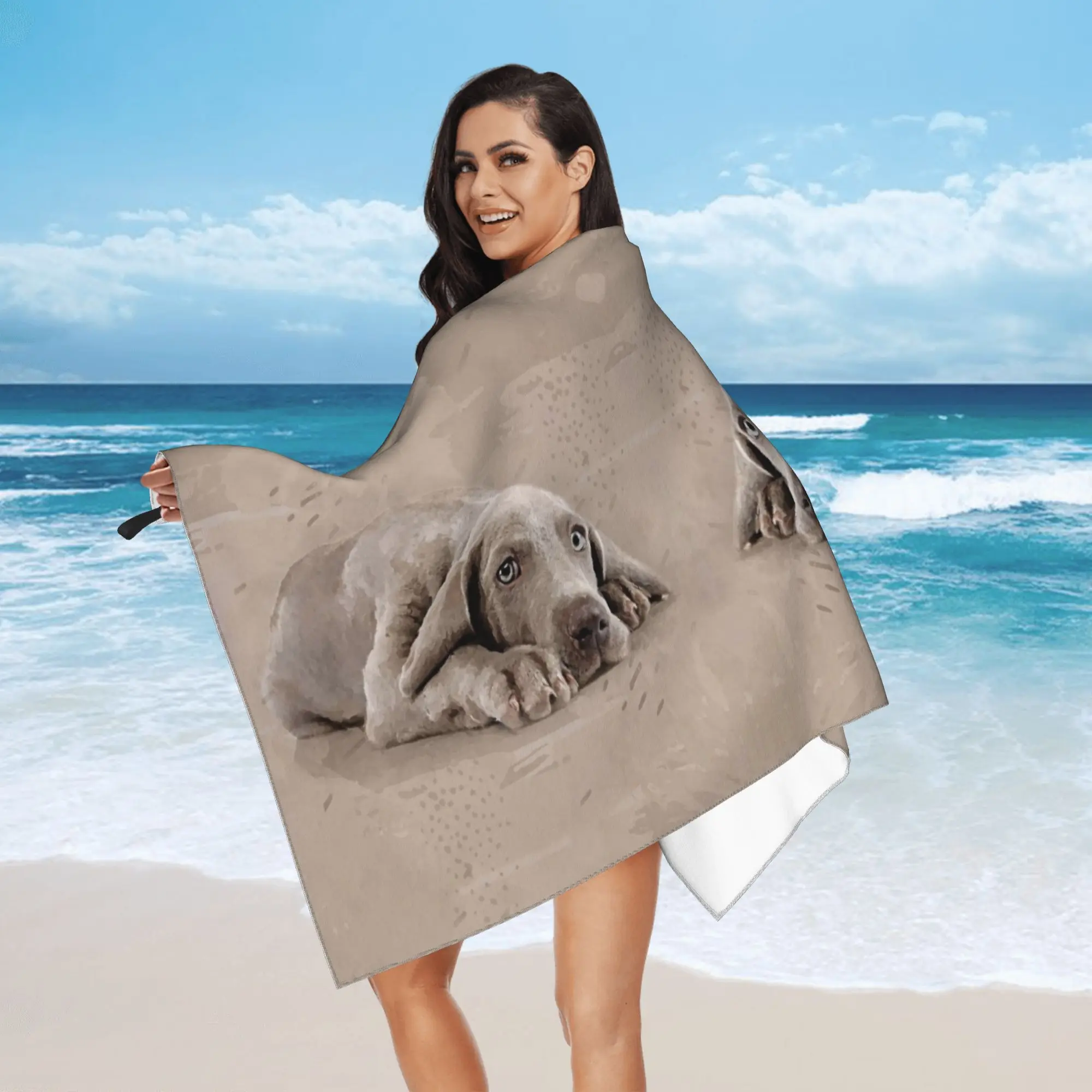 Weimaraner puppy Beach Towel Soft Microfiber Quick Dry Absorbent Quick Towels For Pool