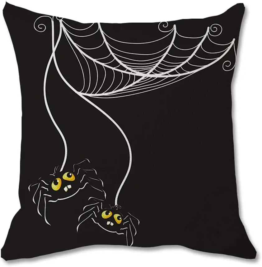 Halloween horror pumpkin bat Spider web printed cushion cover household living room sofa decoration square pillowcase