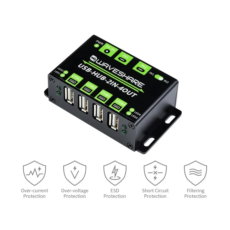 Industrial Grade 4-USB HUB Interface Expansion Board Module for RPI Raspberry Pi 3 3B 4 4B PC Laptop ,Switchable Dual Hosts