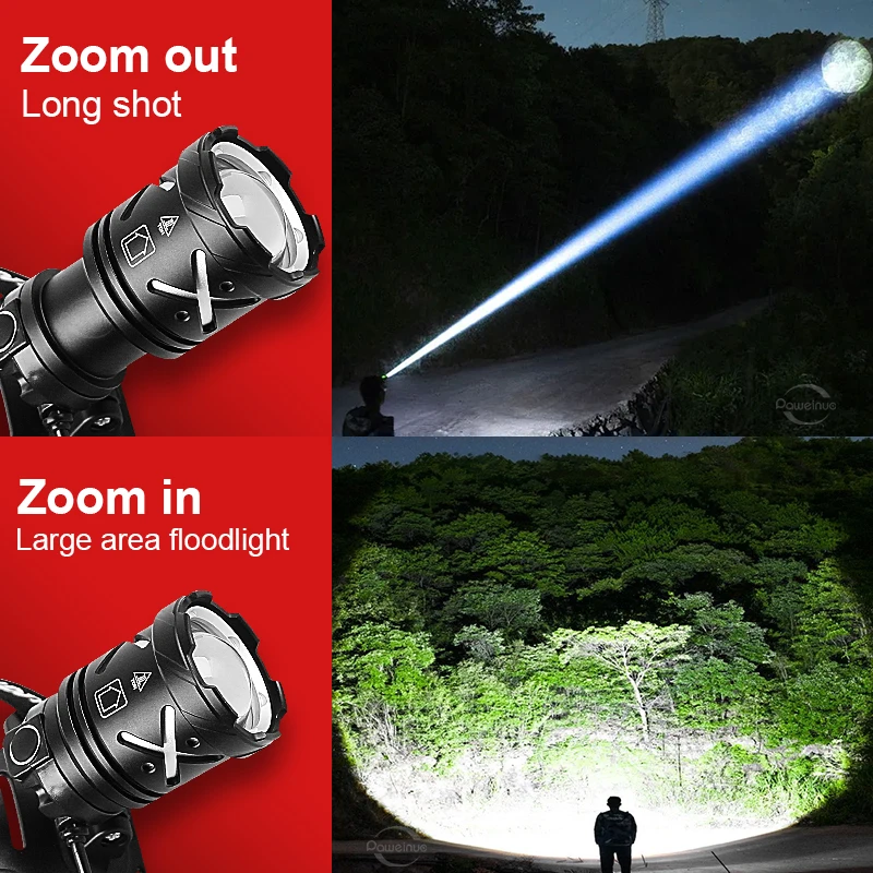 9000000LM Ultra Powerful Headlamp Head Lantern Front Light Rechargeable Type C Professional LED Head Flashlight For Fishing