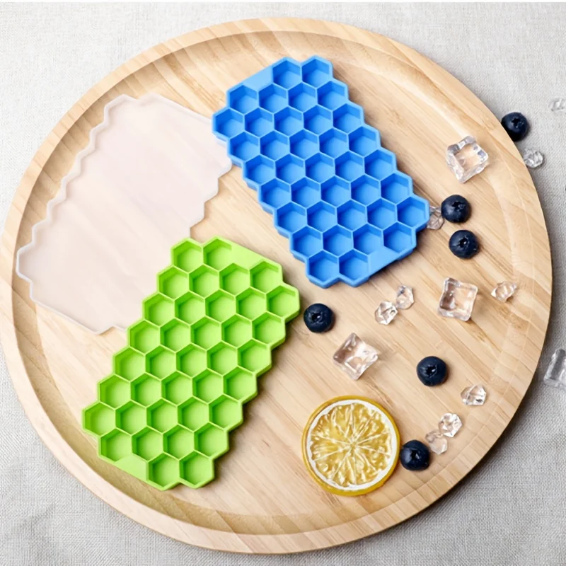 Vassoio per cubetti di ghiaccio esagonale da 4 pezzi 37 celle - Stampo in silicone a rilascio facile per whisky, cocktail, bar di casa