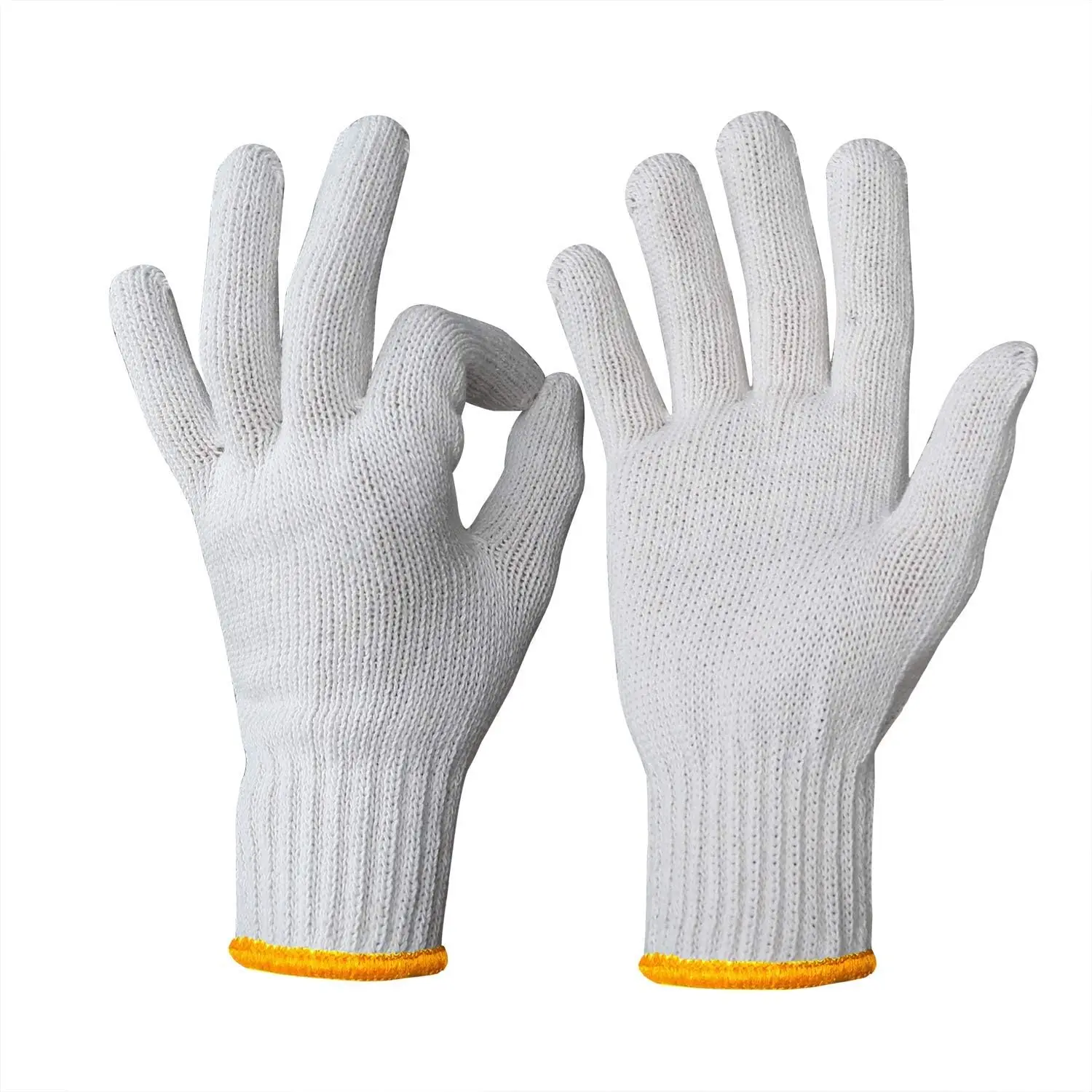 KF Cotton Polyester String Knit Shell Safety Protection Work Gloves for Painter Mechanic Industrial Warehouse Gardening Construc