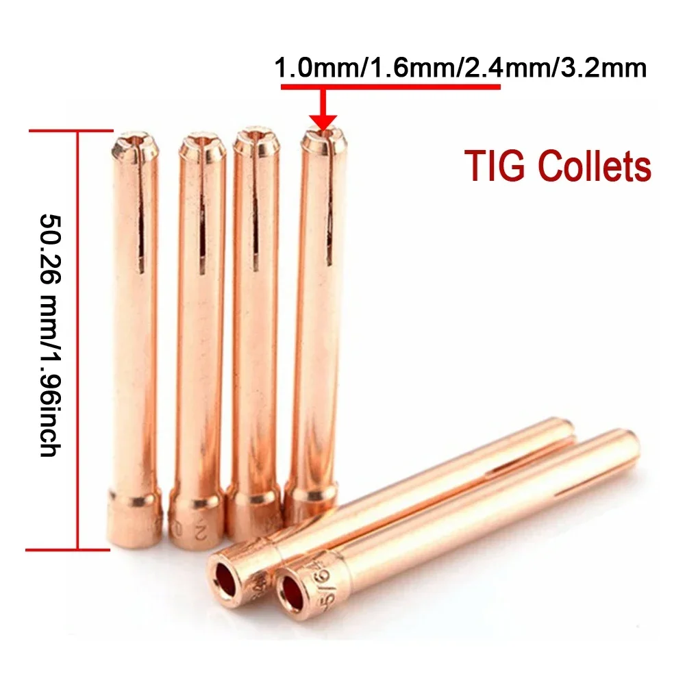 51Pcs TIG Welding Torch Gas Lens For WP17 WP18 WP26 TIG Back Cap Collet And Collet Body Spares Kit Durable Practical Accessories