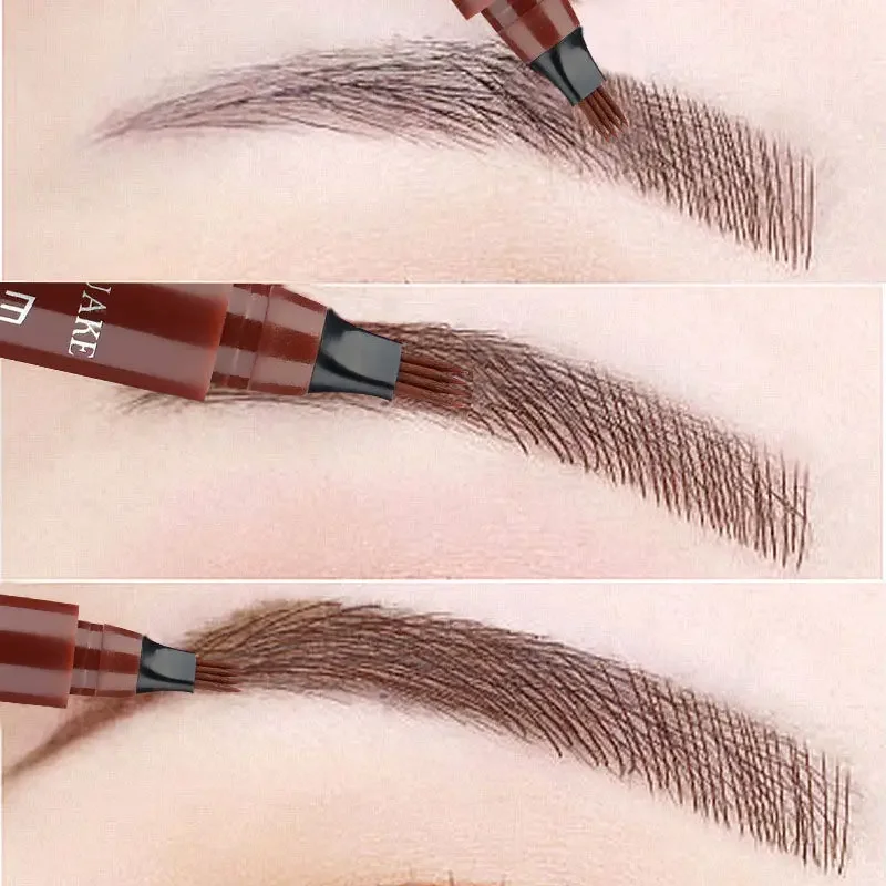 Crayon à sourcils liquide imperméable à l'eau, maquillage longue durée, cosmétique, crayon à sourcils à microlames, 4 points