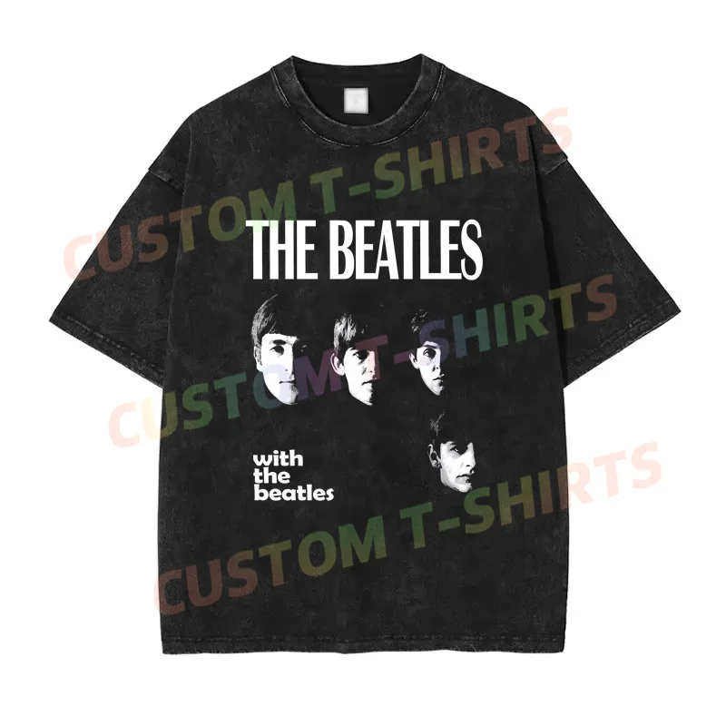 2024 Summer Vintage Cotton Washed The Beatle T-Shirt Loose T Shirts Men Y2K Hip Hop Top Tee