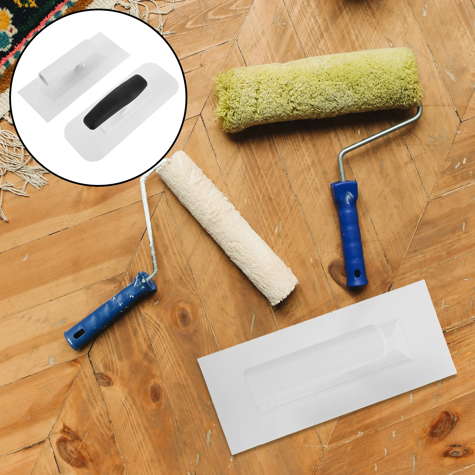 

2pcs Artistic Plastering Tool Set: Flat Edge Wall Smoothing Trowel For Diy Home Improvement Surface Finishing Japanese Trowel