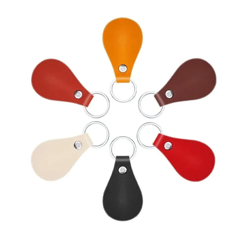 Small Teardrop PU Leather Key Holder Unmarked Water‑Drop Ornament Versatile Hardware Supply for Personalized Present Crafting