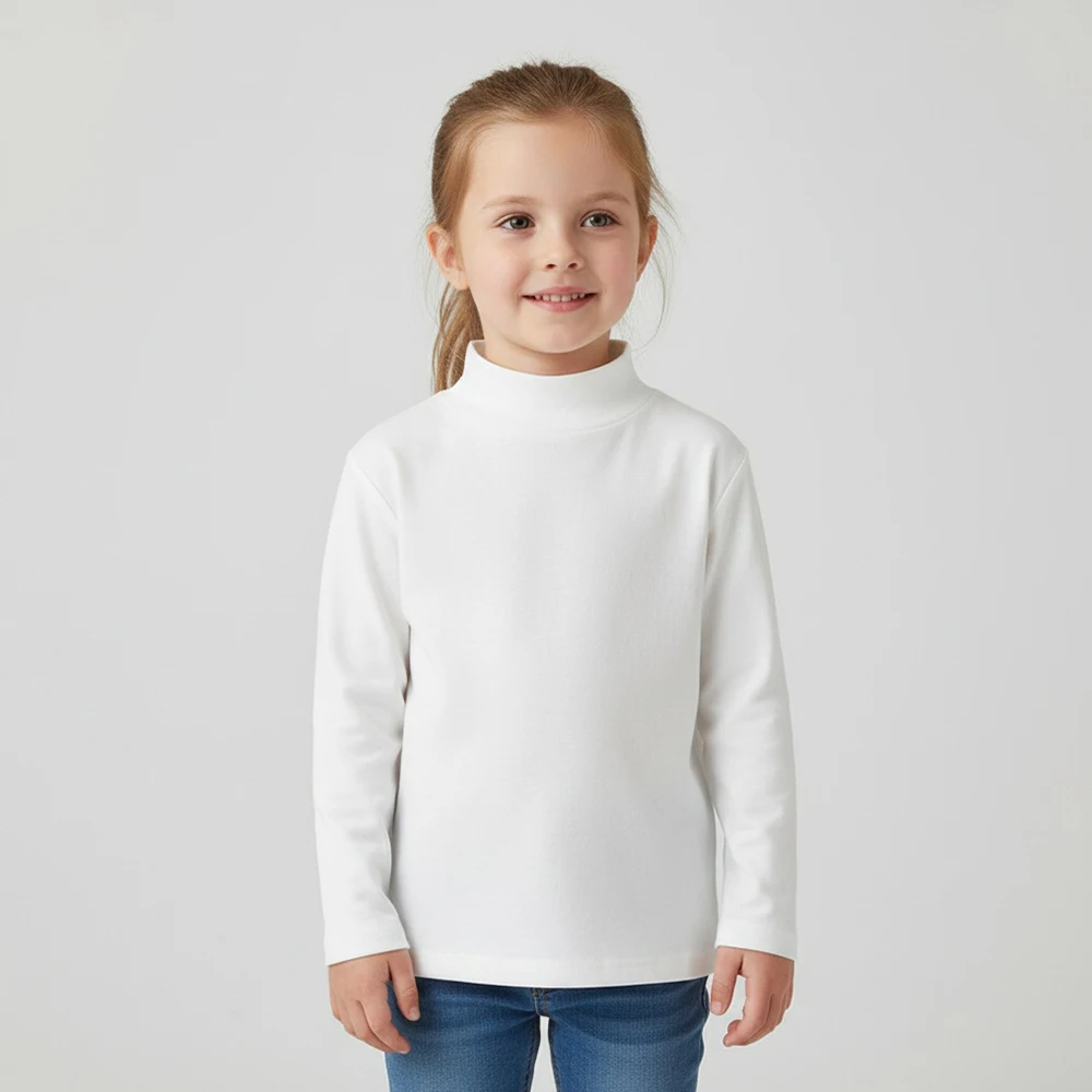 الخريف الشتاء الأطفال صبي فتاة لينة الدافئة طويلة الأكمام القمصان الأساسية طفل رضيع الاطفال ملابس جديدة تيز الياقة المدورة تي شيرت #2