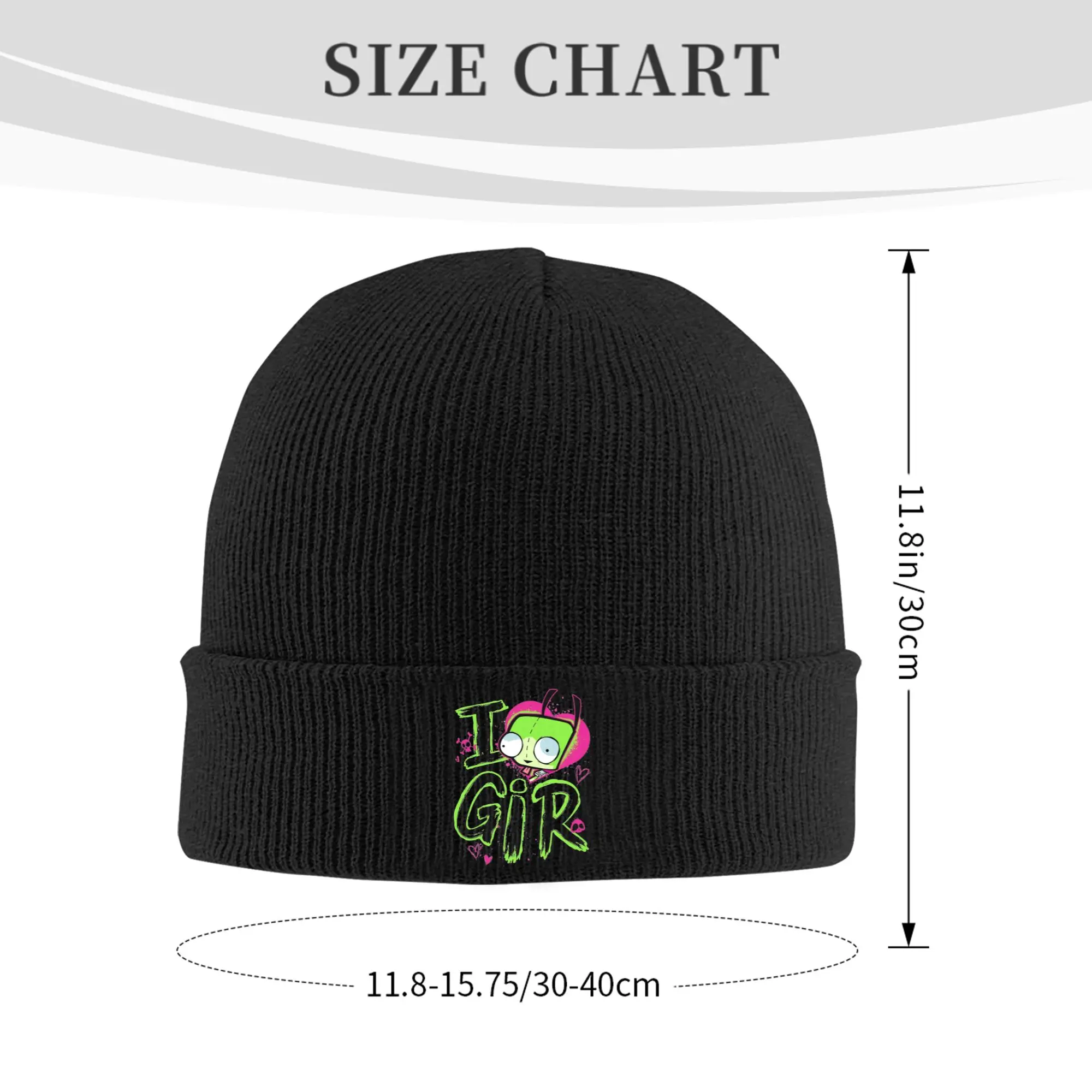 Invader Zim Valentine's Day Knit Hat Beanies Autumn Winter Hats Warm Acrylic  New I Love GIR Retro Pop  Caps for Men Women Gift,