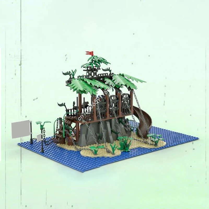 

377pcs MOC Stay away Island Part II cafeteria and kitchen Pirates BuildingBlock Christmas Gift Parent Child Interactive Activity