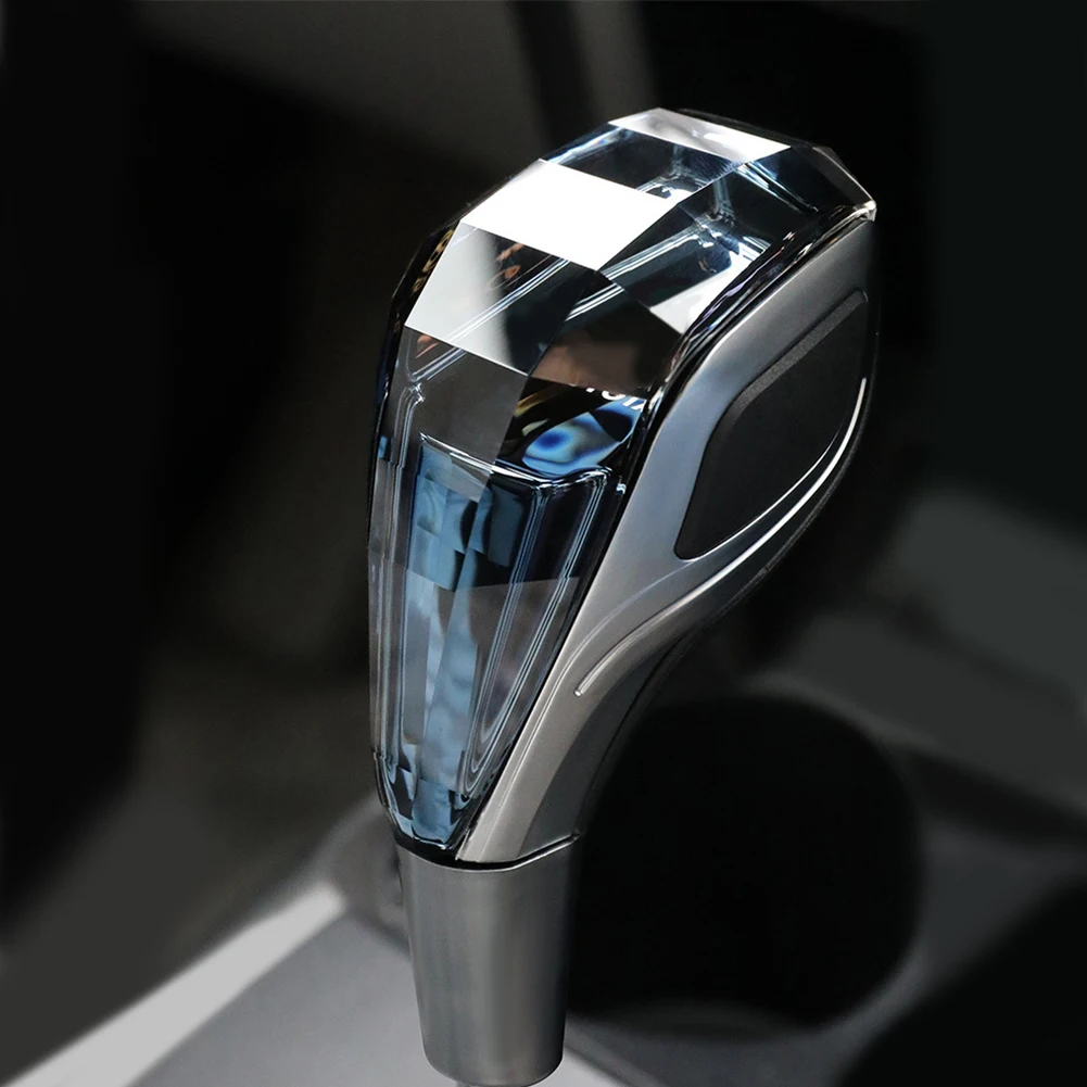 Touch Activated Crystal Cut Shift Knobs with 7 Light Colors Gear Knob Crystal Automatic Shift Knob Compatible with Most Cars