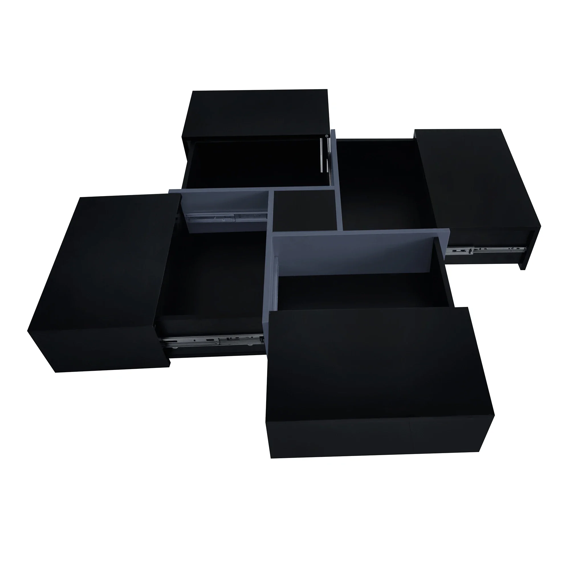 Unique Design Coffee Table Hidden Storage CompartmentsExtendable Sliding Tabletop High-Gloss Square Center Cocktail Table