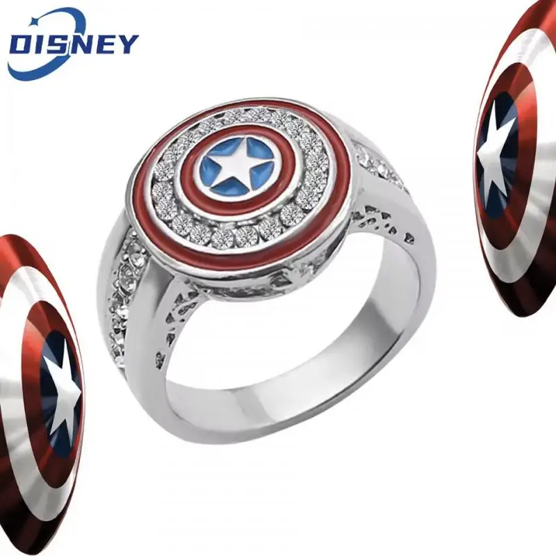 Avengers Superhero Captain America Retro Jewelry Ring Boys Metal Shield Ring Bracelet Mravel Fan Holiday Gift