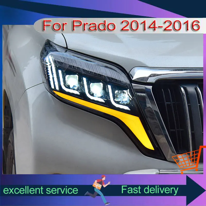 

Car For Toyota 2014-2017 Prado LC150 Headlight Upgrade DRL Front Lamp LED Dynamic Turn Signal Projector Lens Auto Accessories