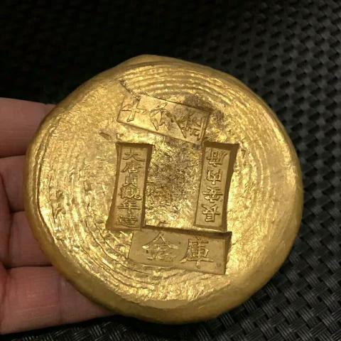 Gilt ingot! Diameter 7 cm! Thickness 1.5 cm! Weight about 450 grams! Wholesale price