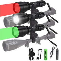 5000Lm LED Tactical Flashlight Hunting Torch Light Rifle Lights Picatinny Weaver Mount +Charger+18650 Battery