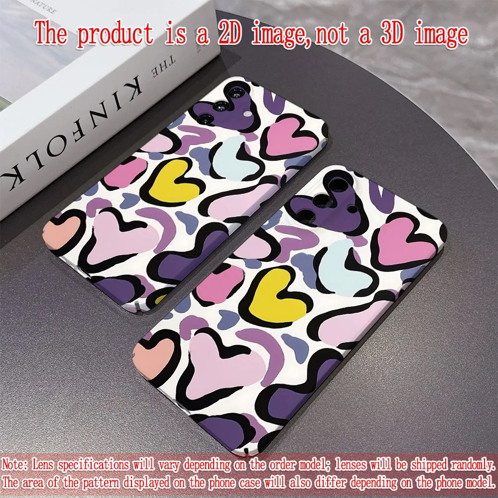 Colorful Doodle Hearts Glossy Film Hard Phone Case for Samsung Galaxy A27 A37 A57 A17 A16 A56 A26 A36 A55 A35 A15 A54 4G 5G