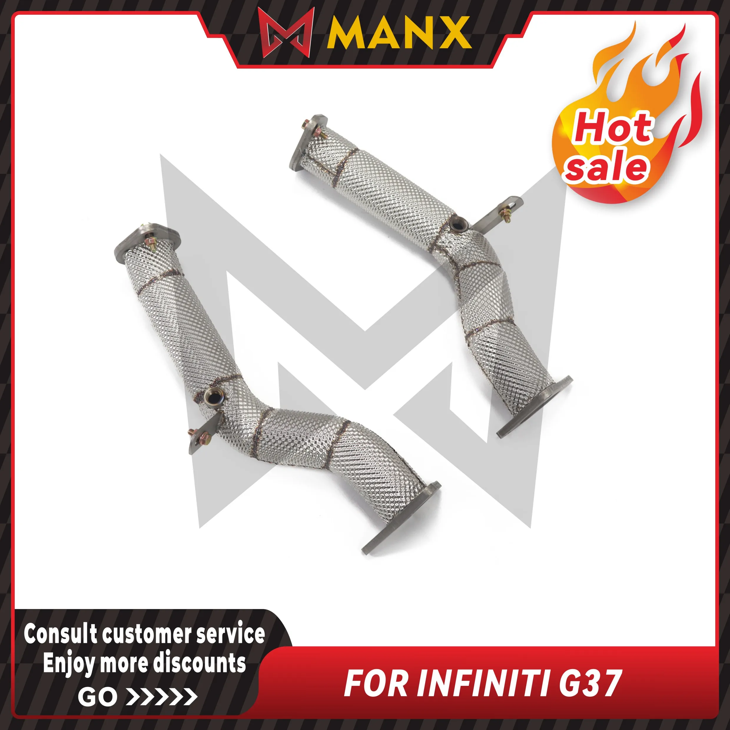 MANX Car Exhaust system for INFINITI G37 Catalyzed Downpipe Catless Downpipe Stainless steels Performance exhaust pipe