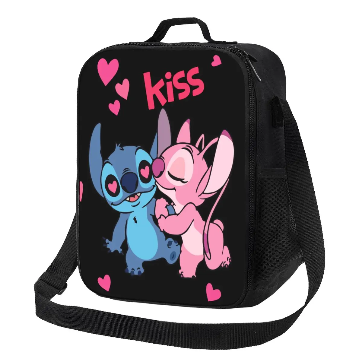 Custom Kiss Stitch Angel Insulated Lunch Bags for Work School Cute Leakproof Cooler Thermal Bento Box Women Children