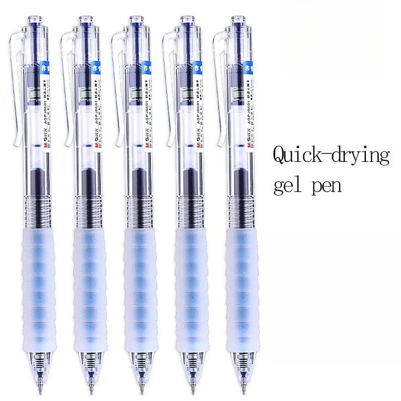 M&G Blue Push-Button Gel Pen Quick-Drying Ink with Comfortable Soft Rubber Grip 0.5mm Refillable Ideal for School and Office Use