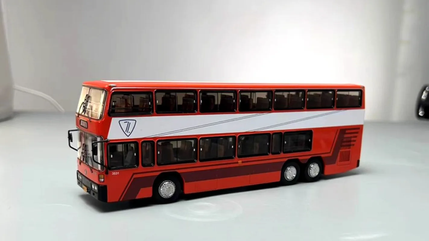 دييكاست 1/64 مقياس جينلينغ سبيكة نموذج سيارات جينلينغ حافلة ذات طابقين JLY6121S اللعب مع هدية الصندوق الأصلي لسيارات لعبة