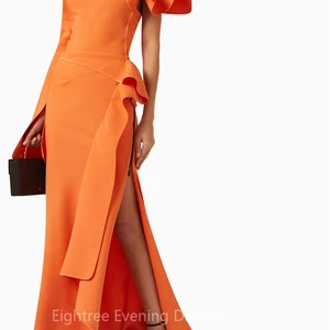 Eighree-a Schulter gekleidet aus Satin, Meerjungfrau Matt, sexy Abschlussballkleider, formelle Kleider, Langarm, Promi-Nacht, Orange 8 Hauptverkäufe Laranja Abschlusskleid - №2