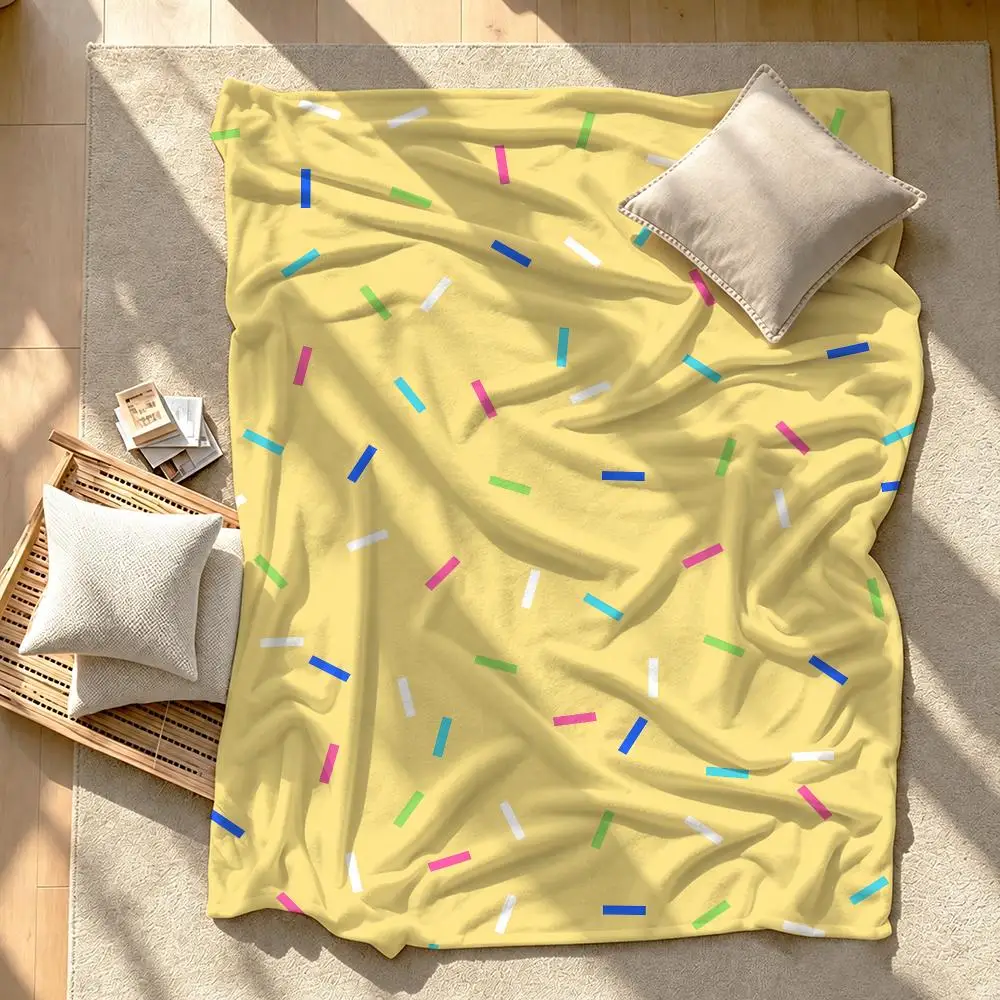 ins Colorful Stripes Throw Short Plush Throw Blanket Soft Skin-Friendly Multi-Scene Home Office
