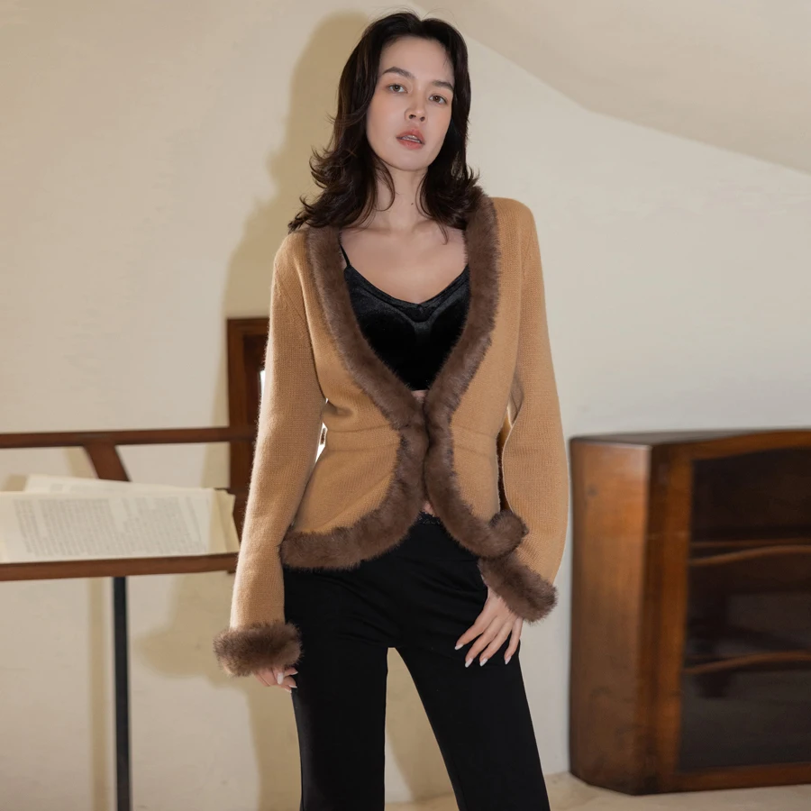 

Ретро-пальто класса люкс для женщин с воротником из искусственного меха, приталенное, из искусственной замши, привлекательное, короткое, для молодых девушек, осень-зима