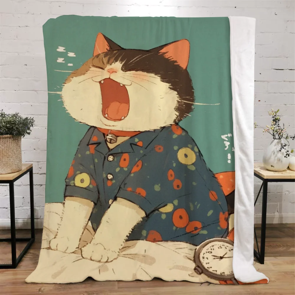 Sleeping Cat Fluffy Soft Blankets & Throws Home and Decoration Personalized Blanket Bed Knitted Plaid Luxury Bedding Beach Towel