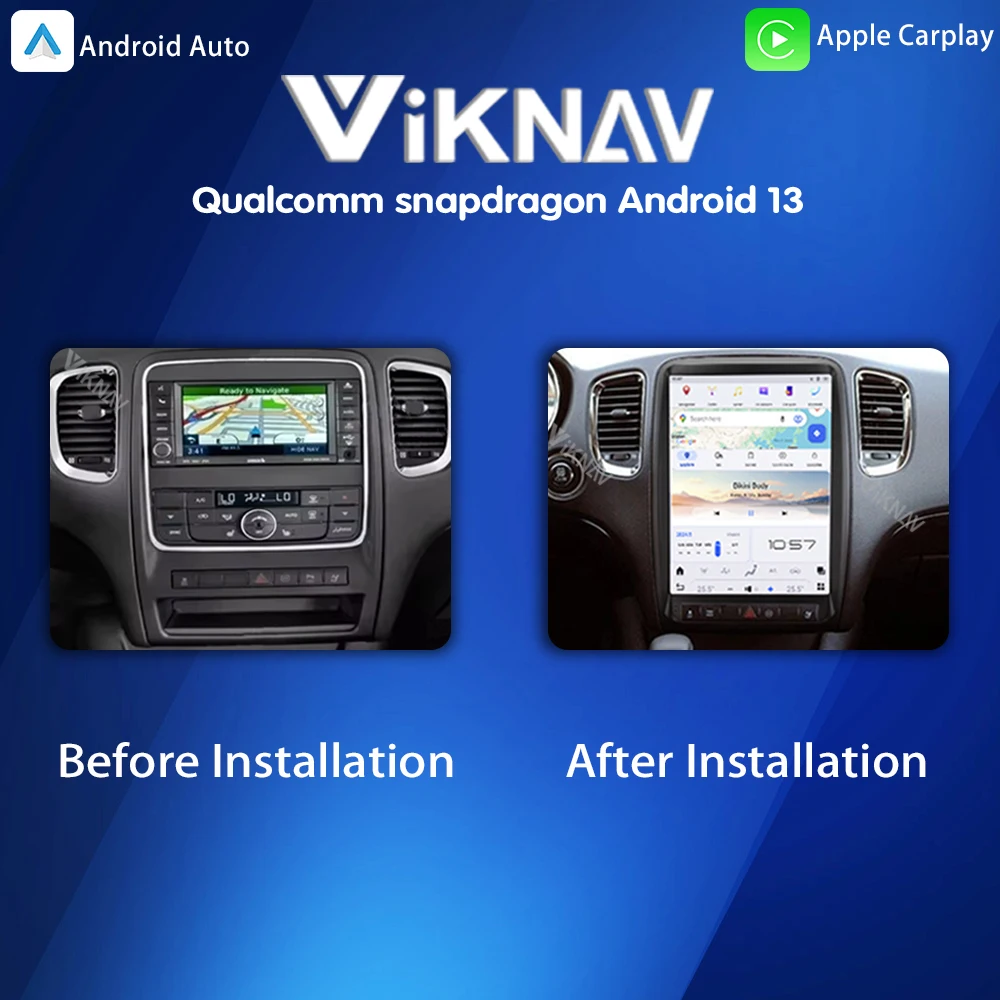 VIKNAV Android 13 For Dodge Durango 2011-2013 13.8 Inch Touch Screen Car Radio Tape Recorder Head Unit Multimedia Player