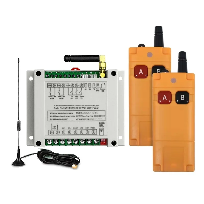 Long DC 12V 24V 36V 48V 30A Relay 2CH R  F Wireless Remote Control Receiver Industrial Control Transmitter Garage Door Motor