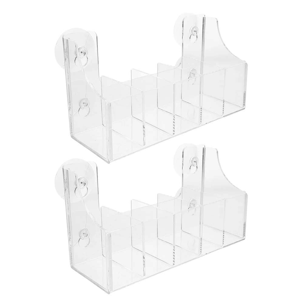 2 Stuks Zuignap Drank Rack Organizer Helder Acryl Koelkast Opslag Plank 5 Compartimenten Houdt Kruidenpotjes Olijfolie Flessen