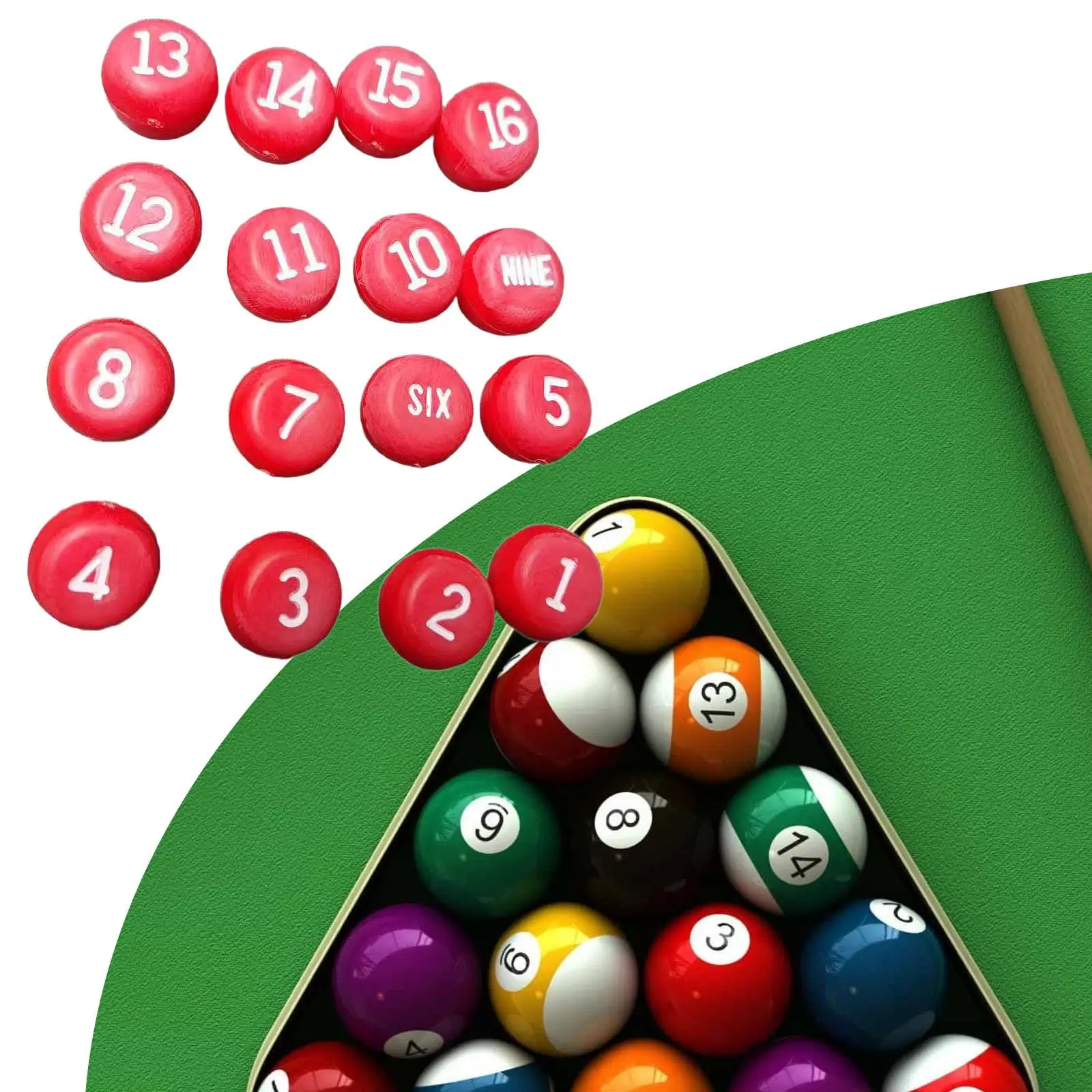 

Universal Billiards Number Dice Red Plastic Tally Balls 17mm Pool Table Accessories for Home and Club Entertainment