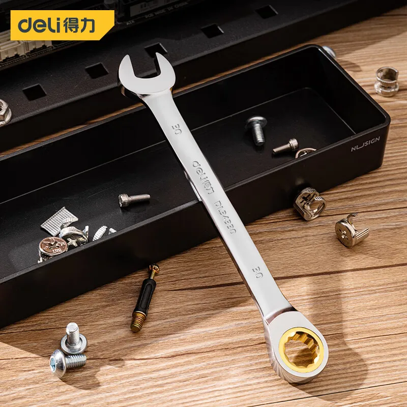 DELI 1 Pcs Dual Use Ratchet Combination Metric Wrench Tooth Gear Ring Torque And Socket Wrench Set Nut Tools For Repair Auto