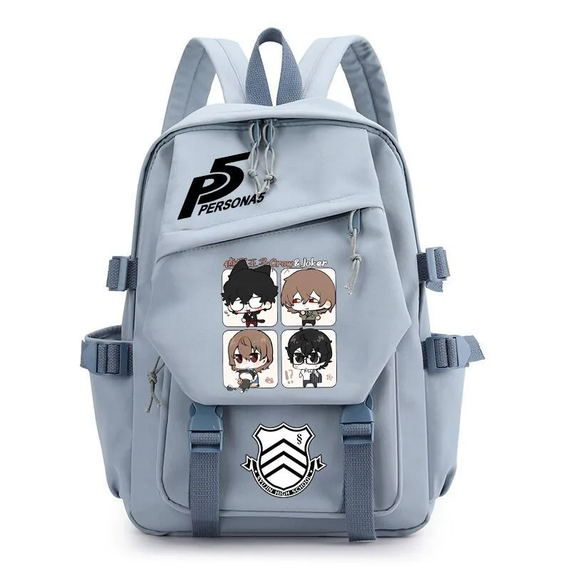 

29×42×13cm Black White Blue Green Pink, Persona 5, P5, Student Kids Teens School Bags, Large Capacity Anime Backpacks Girls Boys