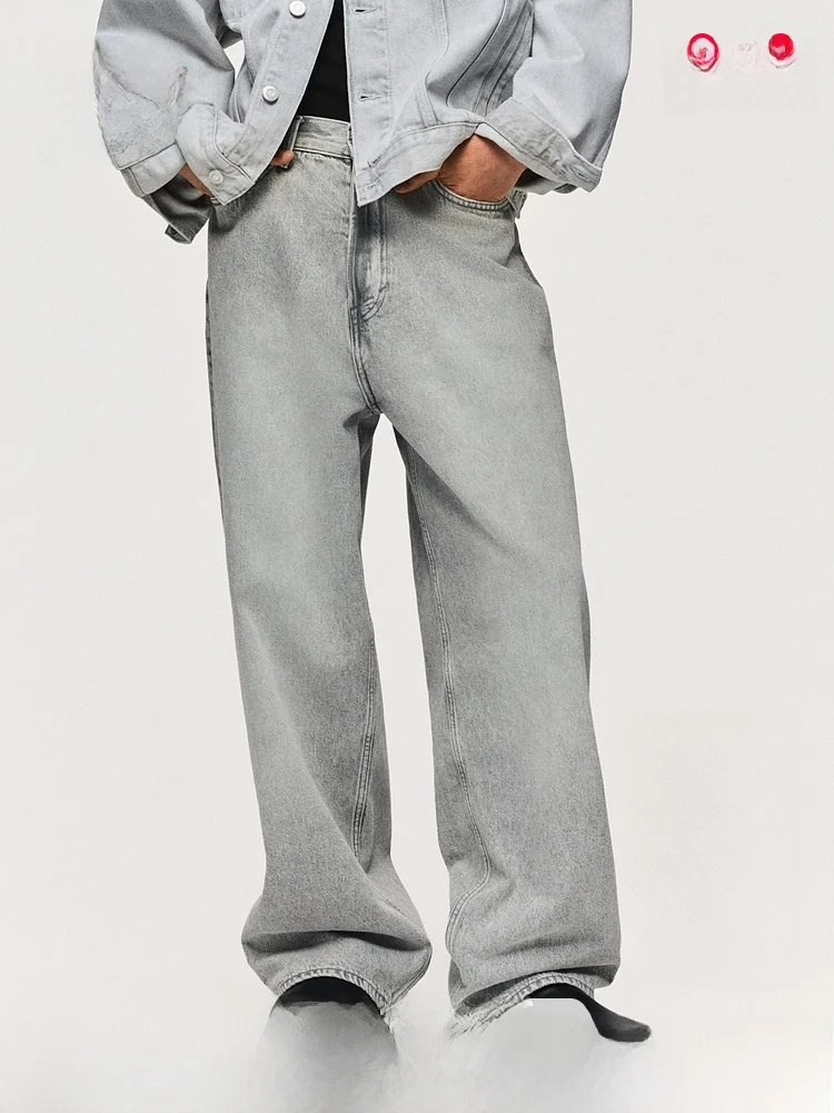 

Мужские джинсы H&M из хлопкового денима, зимние, широкие, свободного кроя, прямые брюки, молодежные, со средней посадкой, длинные, весна-осень