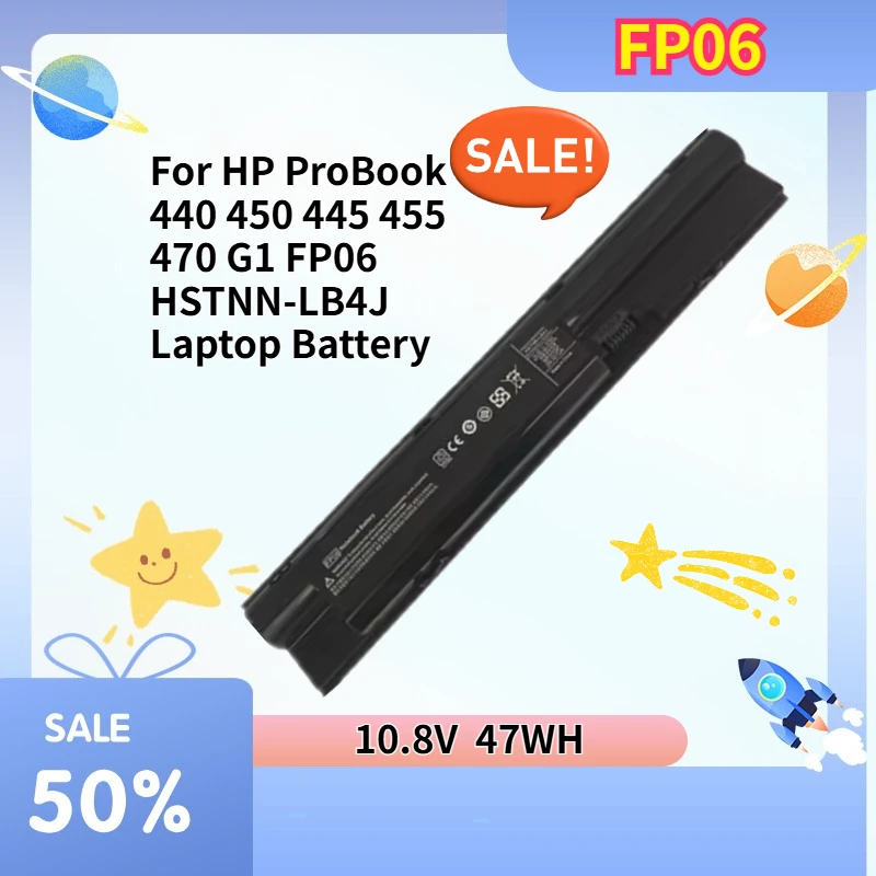 

Аккумулятор для ноутбука 47WH 10.8V, совместимый с HP ProBook 440 450 445 455 470 G1 FP06 HSTNN-LB4J
