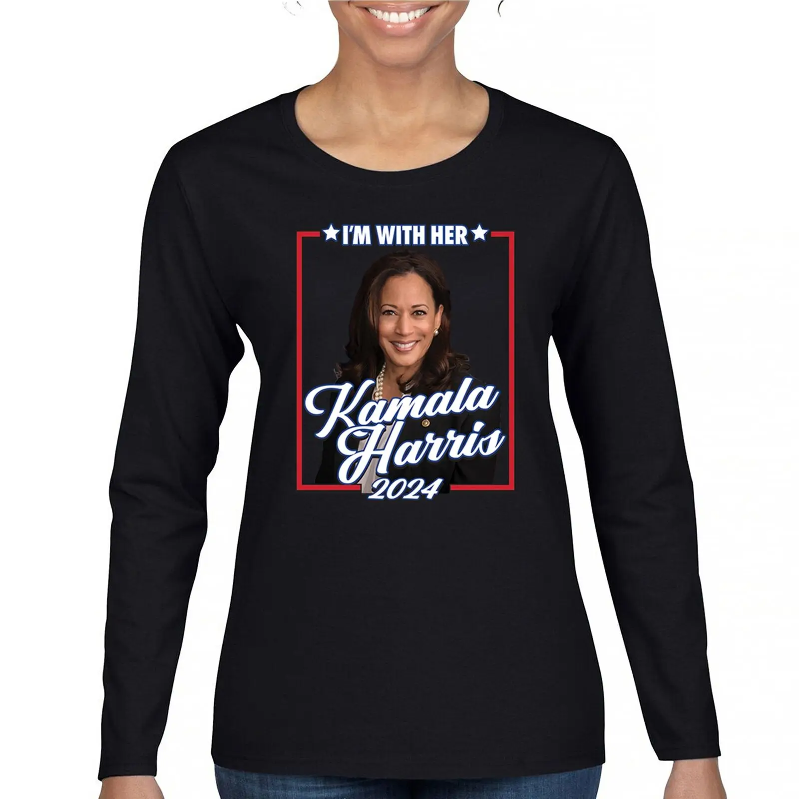 

I'm With Her Kamala Harris 2024 Women's Long Sleeve T-shirt 47 I'm Speaking USA