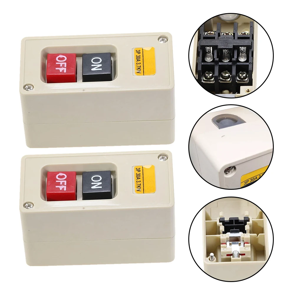 2PCS For TBSP-330 Button Switch 3P 3 Phase 30A 3.7KW Maintained On/Off Power Pushbutton Switch  Electrical Equipment