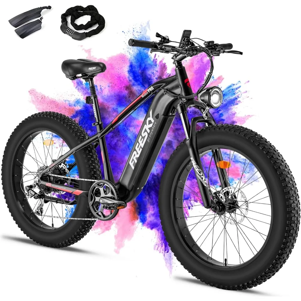 

1200W, 48V15AH Samsung Battery Electric Bike, 26" Fat Tire Downhill Suspension Fork, 28MPH, with Dual Hydraulic Disc180mm Brakes