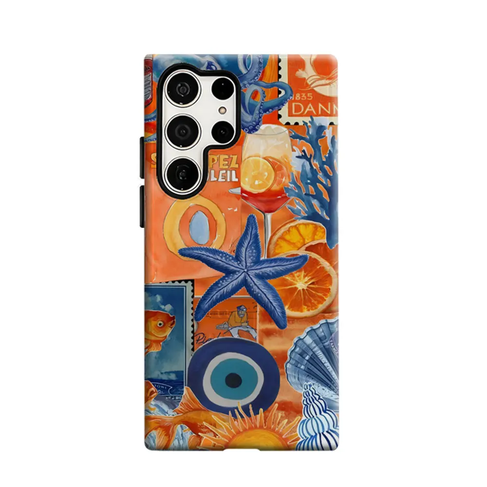 CaseLumi Phone Case For Samsung Galaxy S25 S24 S23 Ultra Plus HD Hard Coastal Collage Double Layer Cover Film Shell