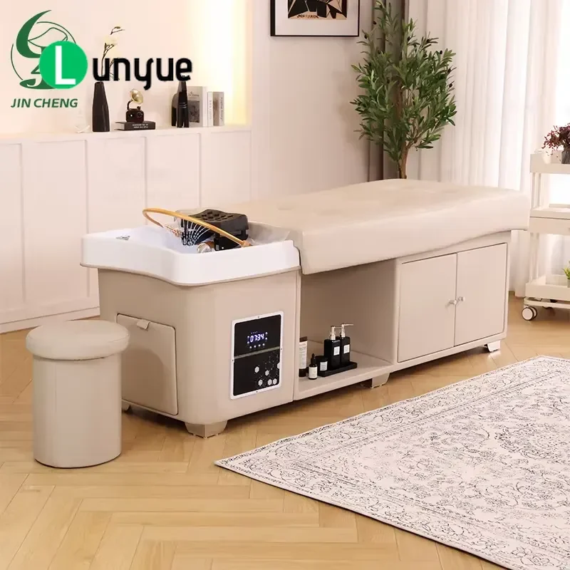 Multifunctional Hair Spa Shampoo Bed with Locker Korean Style Hair Treatment Bed for Beauty Furniture Comfortable