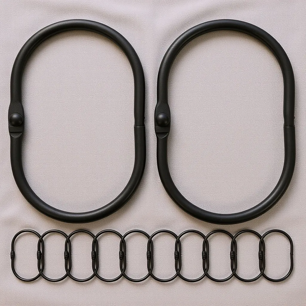 12Pcs Hanging Shower Curtain Rings Metal Oval Replacement Smooth Sliding Hooks for Bathroom Curtains Shower Curtain Rings