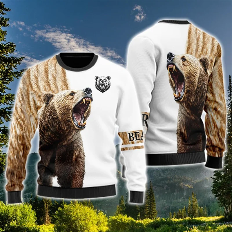 

2024 Autumn Animal Graphic Sweatshirts Fashion Tiger Eagle Wolf Raccoon Pullovers Casual Animals Sweatshirt Polyester Unisex Top