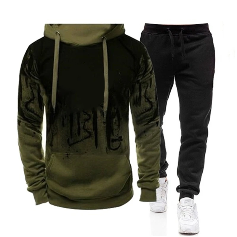 Ensemble à capuche pour hommes, survêtement, vêtements de sport, sweat à capuche ou pantalon de survêtement, automne hiver, vêtements chauds pour hommes, pull-over