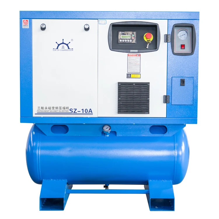 7.5KW 1.1 cubic/min exhaust air volume 4-in-1 screw integrated energy-saving power frequency variable frequency air compressor