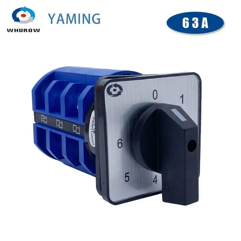 

0-6 позиционный вращающийся кулачковый переключатель Флюоресцентный/3, семь позиций 63 А, одна линия, шесть цепных блоков питания, многоредукционное регулирование напряжения